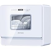 AIRMSEN Large Slim Countertop Dishwasher with Complete 2-Level Rack, Portable Dishwashers with 5L Built-in Water Tank, 3-Spra
