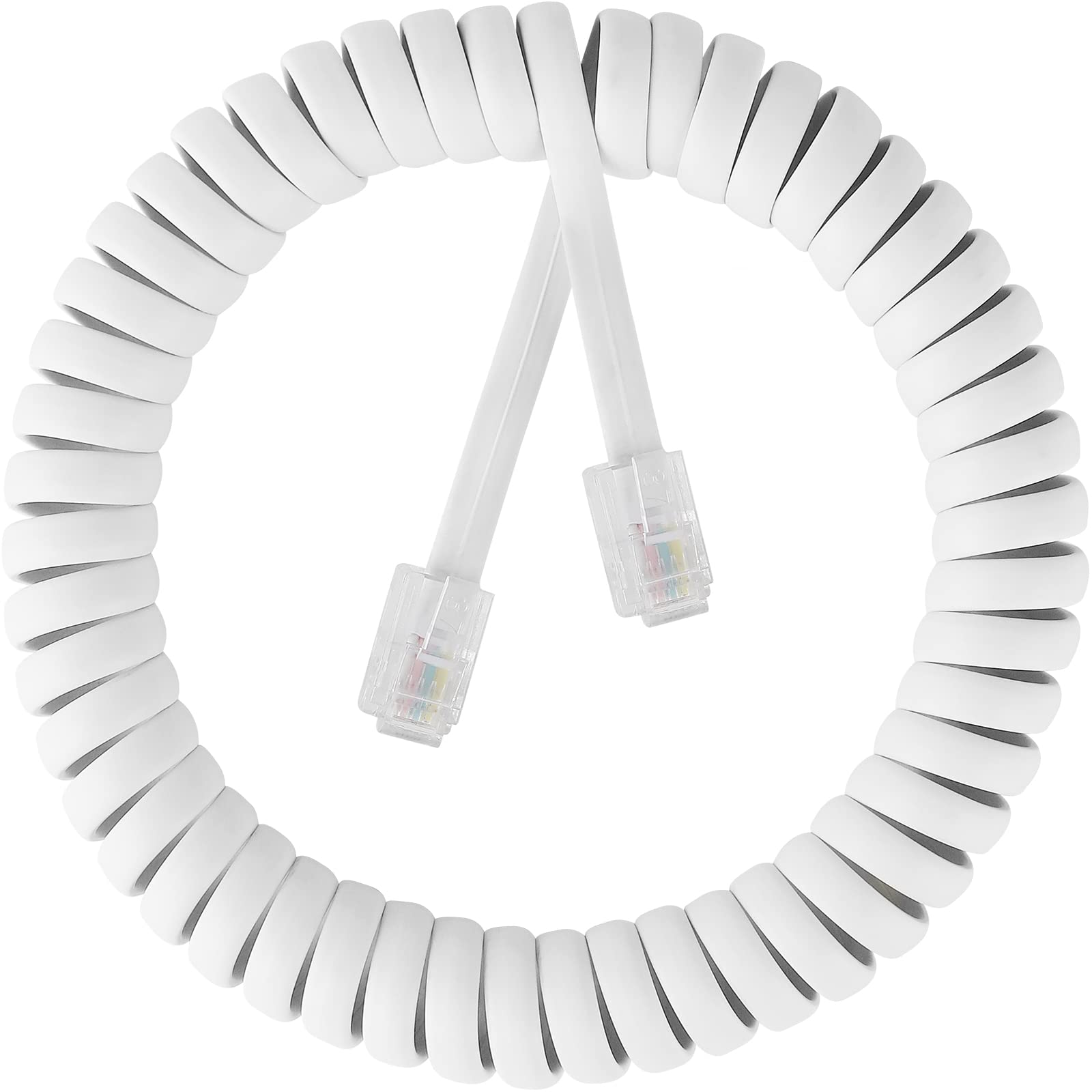 SAISN Telephone Handset Cord Modular Coiled Phone Curly Cable (6 Feet, White)