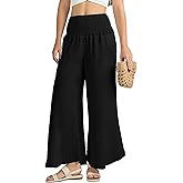 Joob Joob Palazzo Pants for Women - Boho Flare Leg Wide Summer Pant Women - Harem Waist Flowy Bottoms with Pockets
