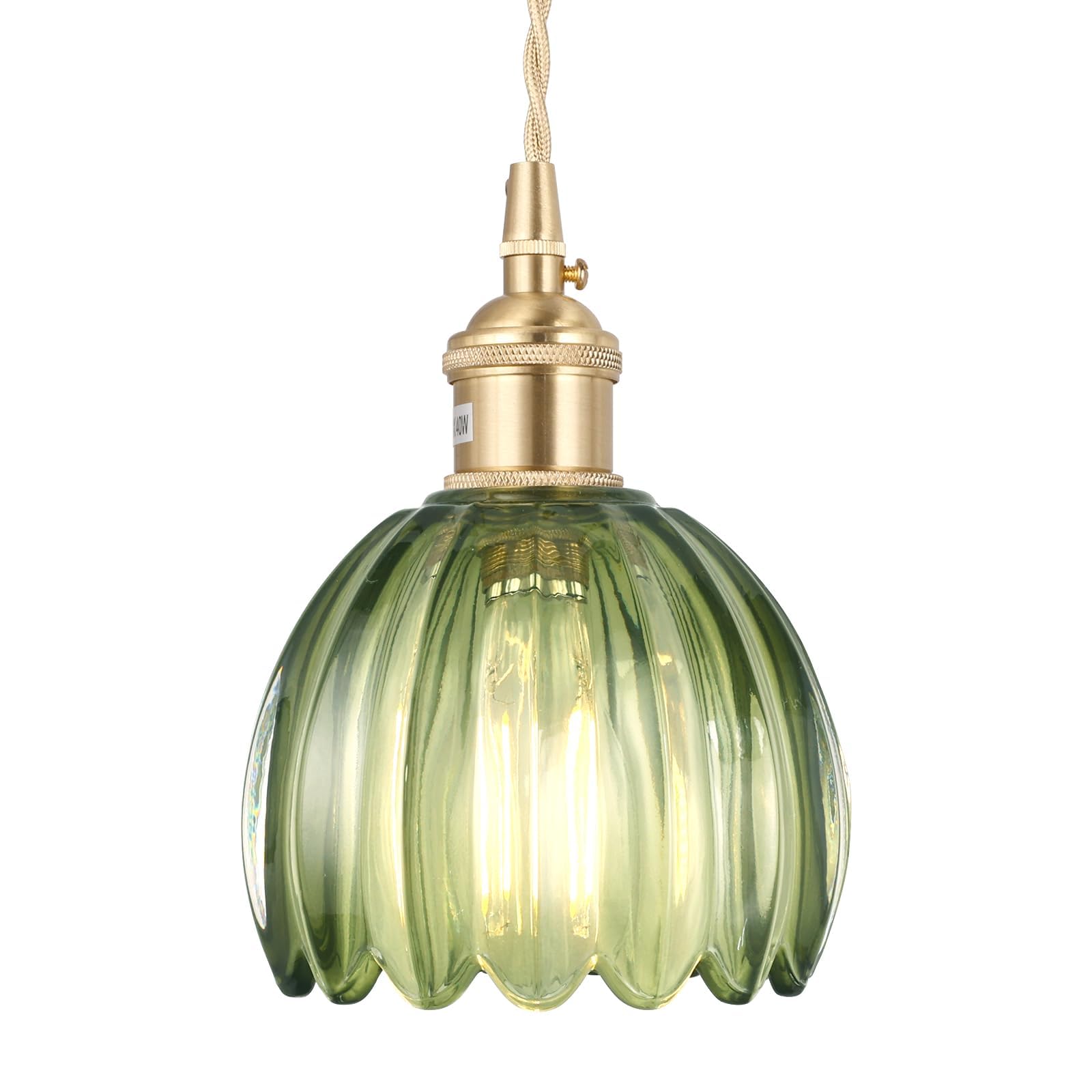 Shenmoyl Mini Pendant Light with Green Tulip Glass