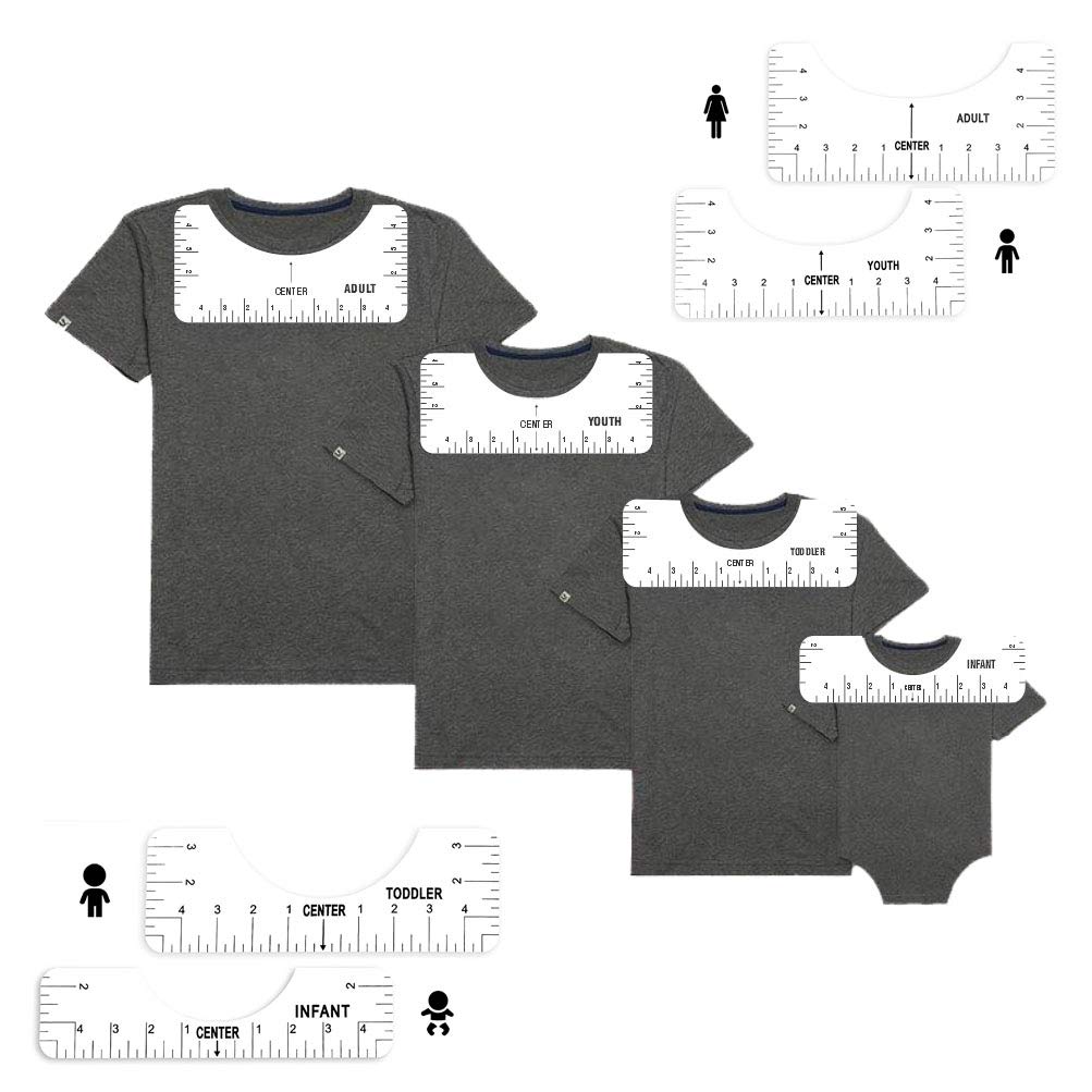 DECOROUS Tshirt Ruler Guide for Vinyl Alignment-T-Shirt Alignment Tool Set for Handmade Fashion Craft-Heat Press Tool for Sublimation and Centering-4 PCS T Shirt Ruler Kit for Centre Vinyl Placement