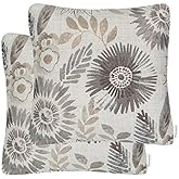 Mika Home Pack of 2 Decorative Throw Pillows Cases Cushion Cover for Sofa Couch Bed,Sunflower Pattern,20x20 Inches,Grey Cream