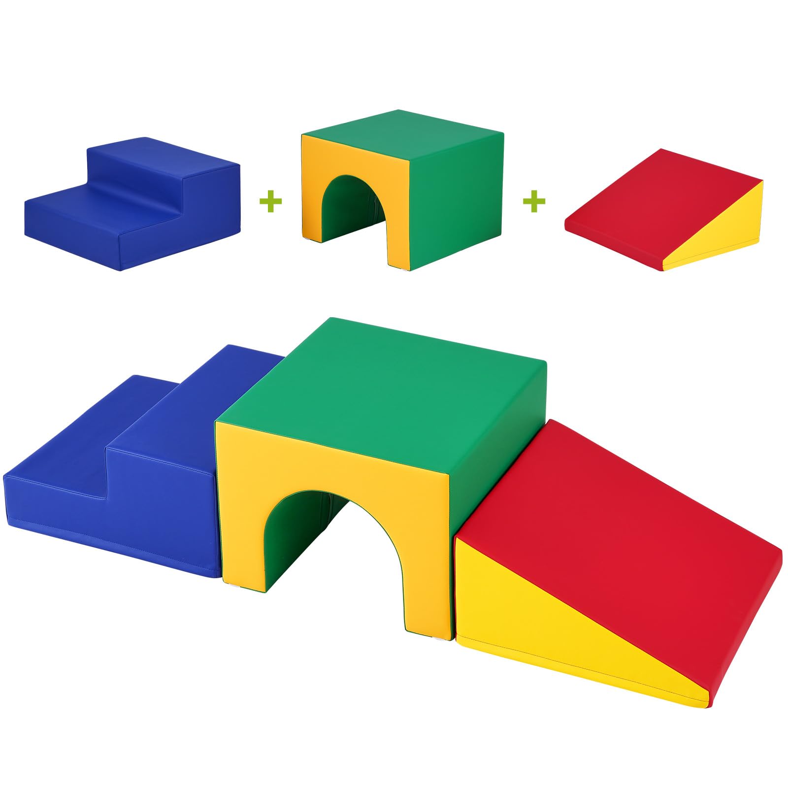 VEVOR Single Tunnel Climber, Toddler Playset, Foam Climbing Blocks for Toddlers, Kids Tunnel Maze with Stairs and Ramp, Indoor for Toddlers and Preschoolers Easy to Clean, 3 pcs (Assorted)