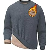 HODOSPORTS Mens Crewneck Sherpa Lined Sweatshirts Fleece Lined Pullover Shirts Warm Heavyweight Basic Tops Winter Clothes