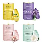 Valentine Candles, Spring Candles Set | Floral Scented Candles Gift Set | 4 Pack Candles for Home Scented Candle,Citrus Lemon Lavender Rose Sage Candle Bulk,Gift Set for Women and Men,Soy Wax 14 oz