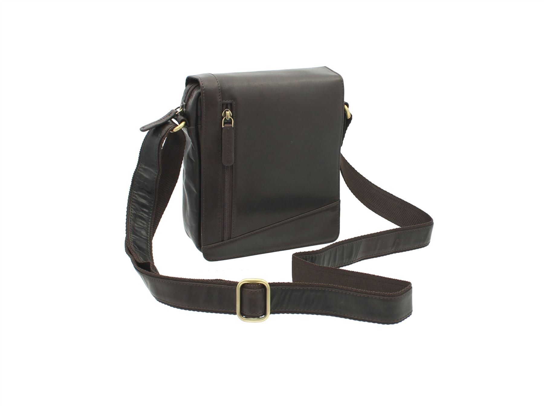 VISCONTI Compact Leather Messenger/Travel Bag S7 Brown