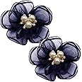 Tsangbaby 2 Pcs Pearl Flowers Shoe Clips Exquisite Rhinestone Shoes Charms Lace Floral Shoe Accessory for Wedding Pointed Toe Pumps