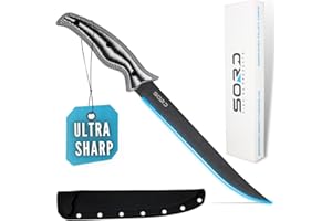 SORD FISHING PRODUCTS SORD Serrated Knife - 9” Serrated Knife For Fishing & Meat Cutting - Razor Sharp Carbon Steel Serrated Blade with Sheath for Cleaning and Skinning - Full Tang Knife | G10 Handle | Corrosion Resistant