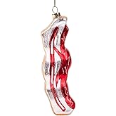 Glass Christmas Tree Ornaments, Bacon Mini Food Funny Hand Blown Hanging Decorations for Xmas Ornaments, Rare Home Decor Gift