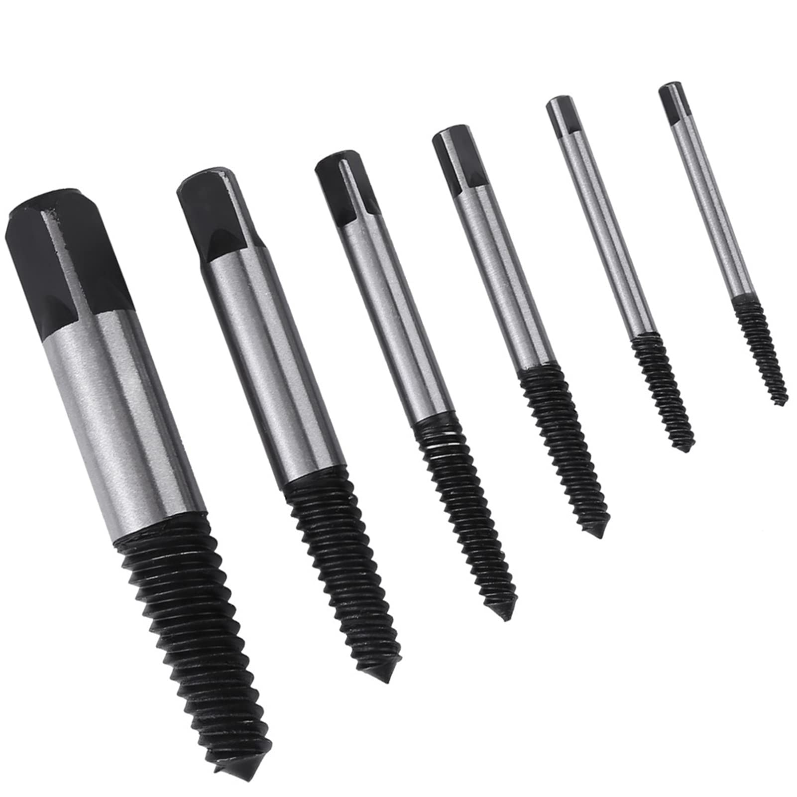 0, Screw Extractor Set, Asixx 6pcs Practical HSS Damaged Screw Extractor Bolt Stud Remover Set Suitable for Emoving All Kinds of Damaged Head Bolts, Screwsfor Household(6Pcs)