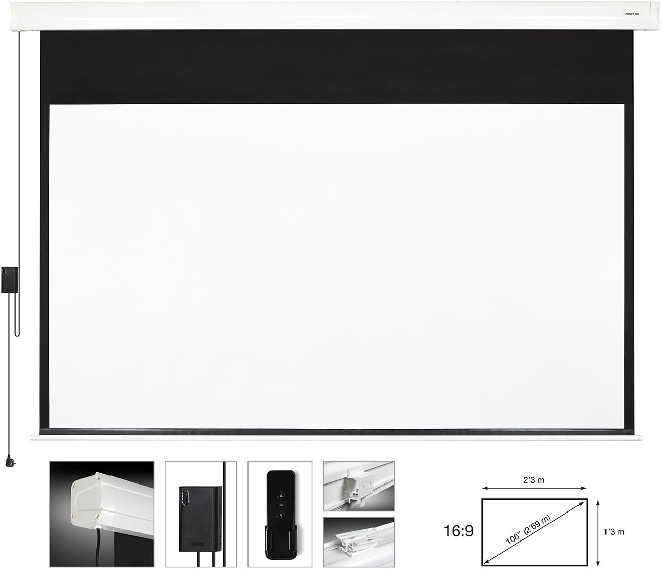 FONESTAR PPEL-16106-LX ELECTRIC PROJECTION SCREEN 2.3x1.3M
