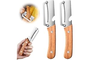 Multi-Functional Vegetable Peeler for Kitchen, Ultra-Sharp Stainless Steel Blade with Wooden Handle and Bottle Opener, for Ve