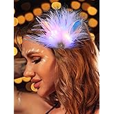 JAKAWIN Light Up Feather Hair Clip LED Flapper Clips Glowing Rave Costume Party Hair Accessories Women