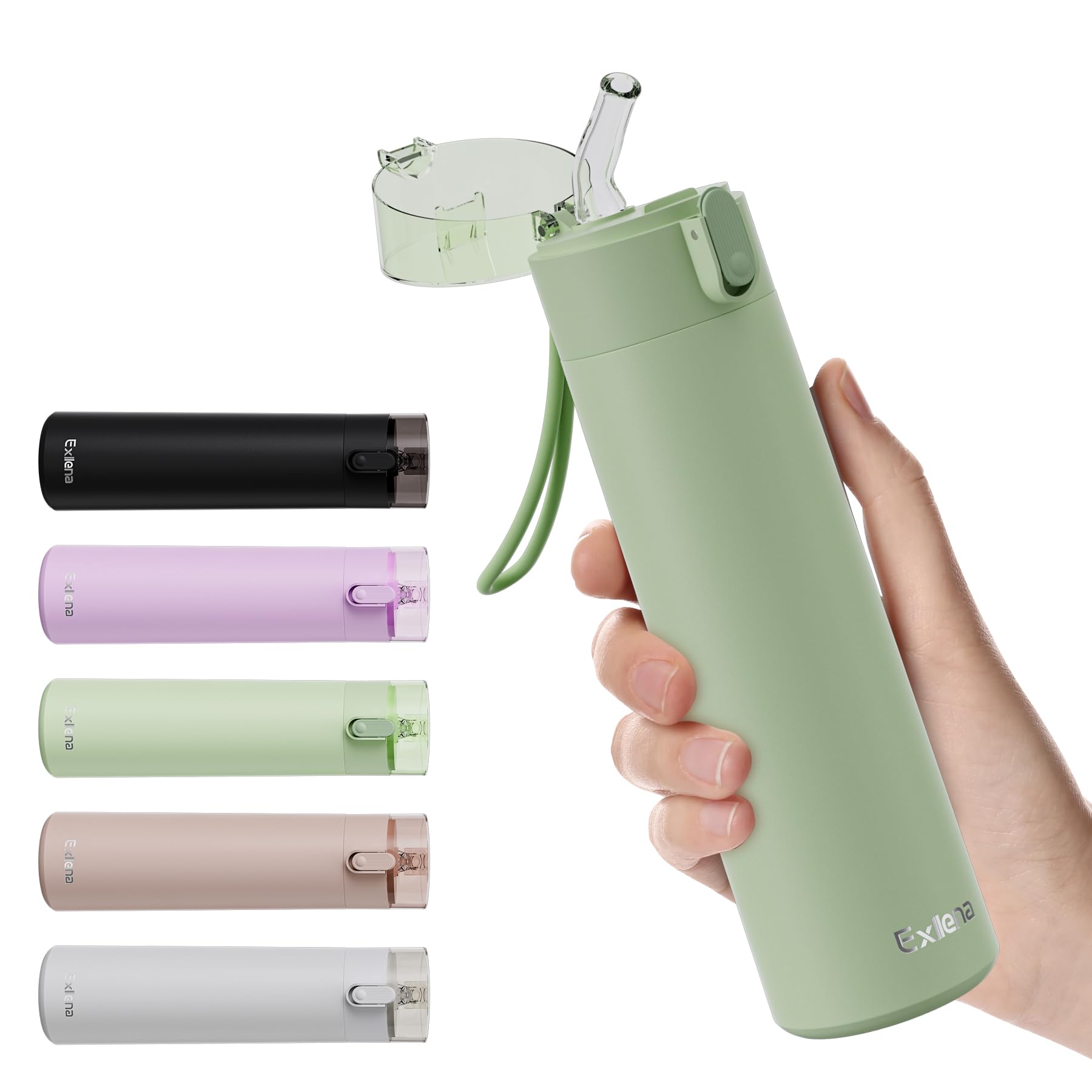 Photo 1 of 9oz Small Water Bottles with Straw, Mini Water Bottle with One-Hand Open Design, Leak-Proof Locking Lid for Hot&Cold Drinks, Small Travel Water Bottle - 100% Leakproof for School, Travel...(Mint)