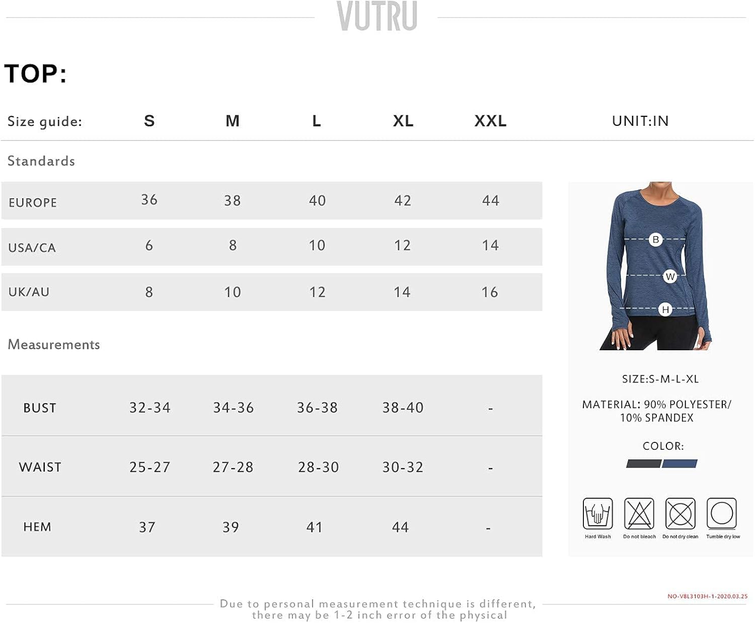 VUTRU Women's Workout Long Sleeves T-Shirts Breathable Running Shirt Thumbhole Sports Yoga Tops: Clothing