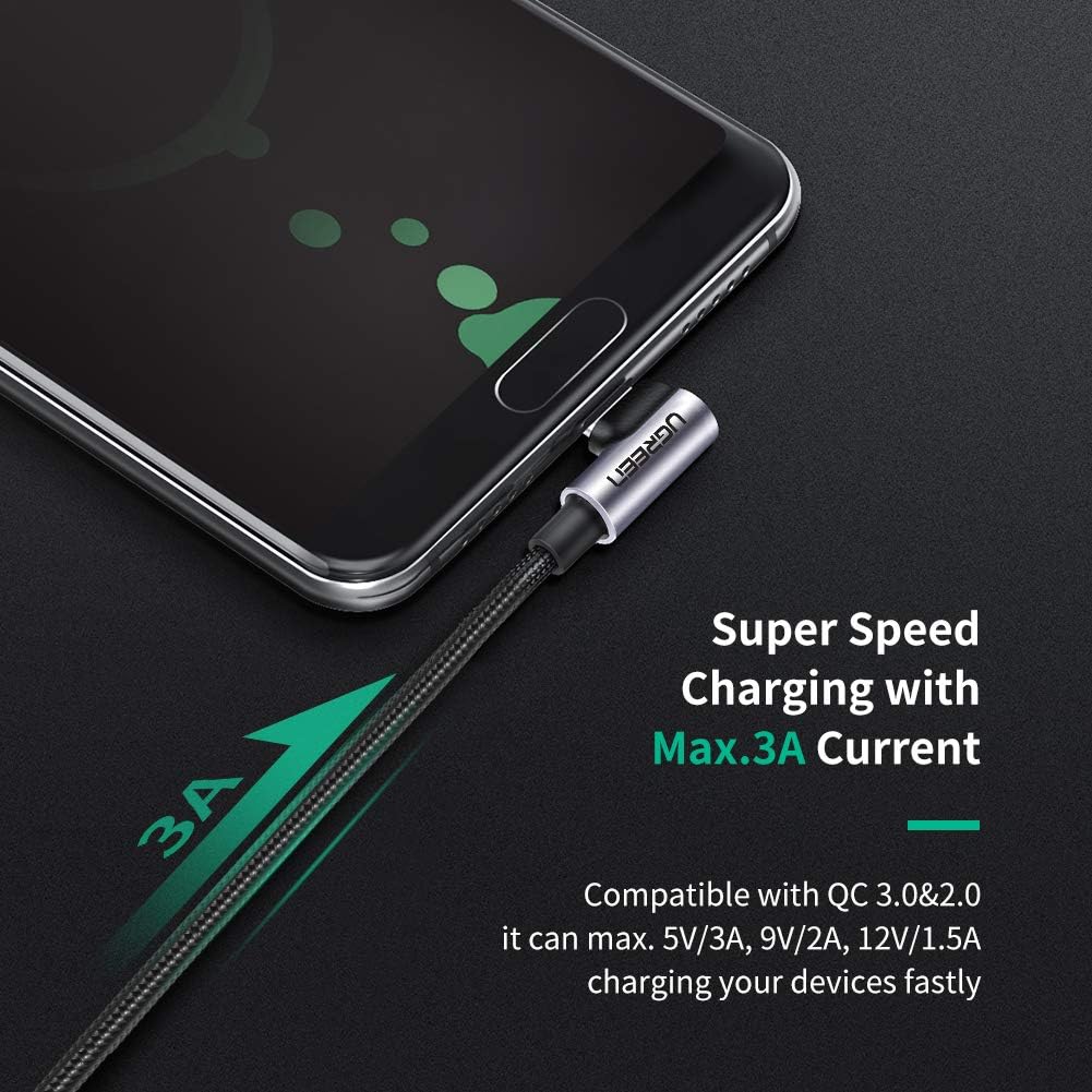 UGREEN USB A to USB C Cable 90 Degree 3A Right Angle USB C Charger Cable Fast Charging Compatible with iPhone 17/16/15 - Image 4