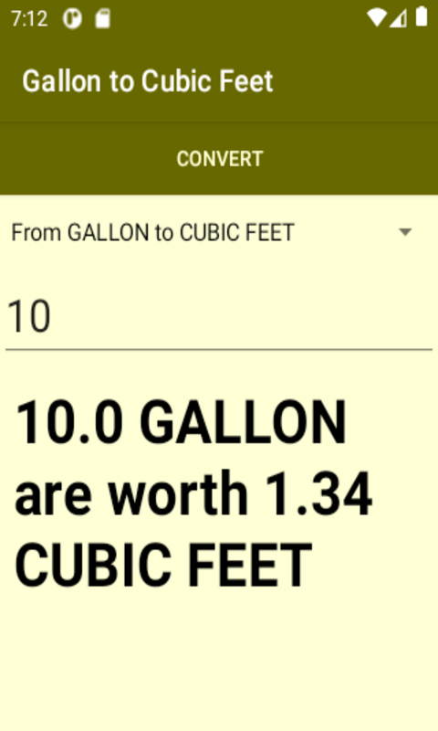 Converter Gallons To Cubic Feet Amazon Com Appstore For Android
