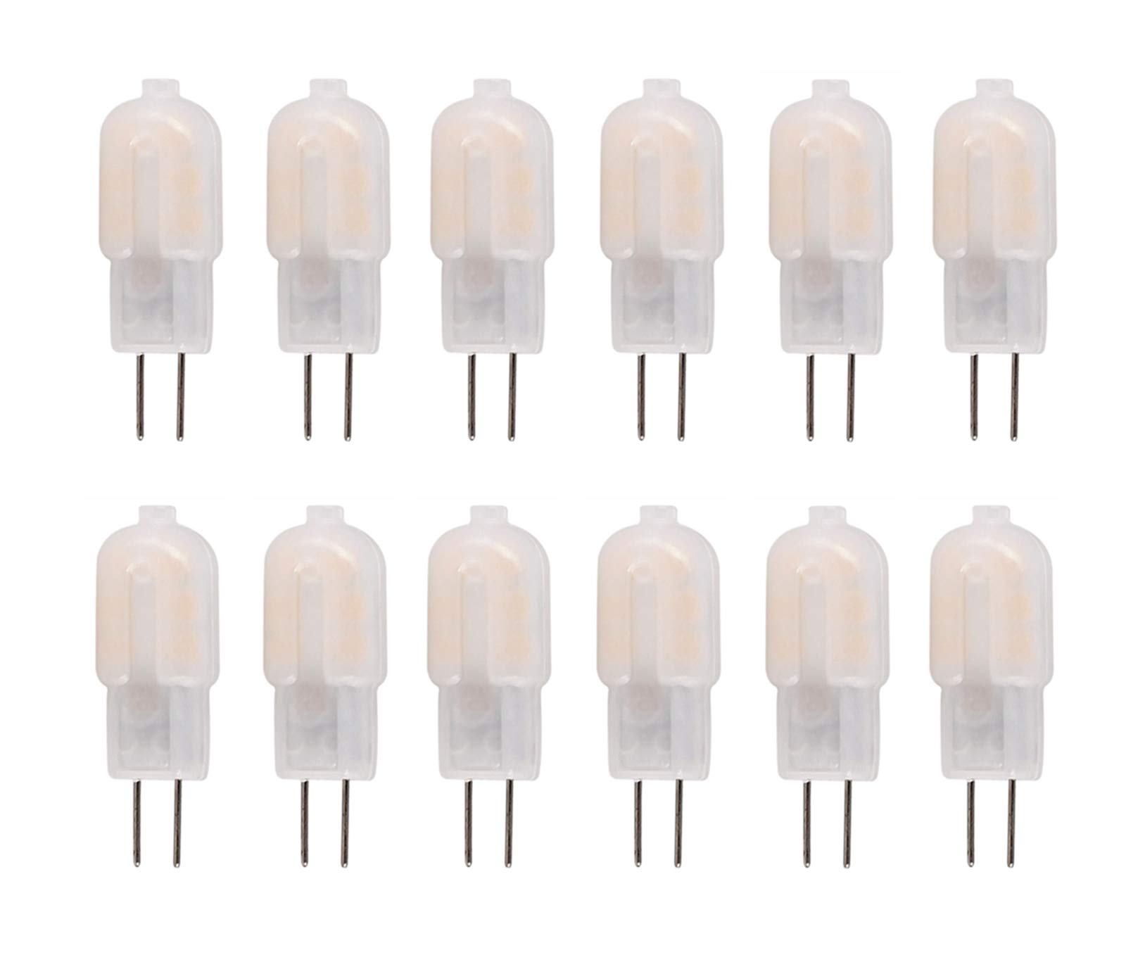 Photo 1 of CTKcom G4 LED 1.5W Light Bulbs G4 1.5 Watt(Equivalent to 20W Halogen Bulb Replacement) 12V JC T3 G4 Bi Pin Bulb for Landscape Ceiling Puck Lighting,Frosted PC Lampshade,12 Pack (Warm White,3000K)