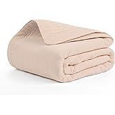 Salt Earth 100% Cotton Muslin Throw Blanket Gauze Blanket 55"X75" Twin, 4 Layered for Couch, Bed, Living Room, Home, Lightweight & All Season Blankets & Throws, Easy wash, Skin Friendly (Parchment)