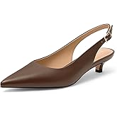 KUOARN Kitten Heels for Women Pointed Closed Toe 1.5 Inch Low Heels,Slingback Pumps Shoes for Wedding,Party,Daily Work