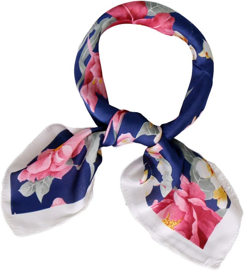 LMVERNA Square Satin Silk Like Neck Scarf Hair Scarf Wrap Fashion Pattern Headscarf Ribbon Scarves