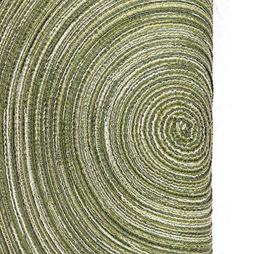 Placemats,Topotdor 14-Inch Round Placemat Braided Woven Placemats Set of 6 (Green) - Thumbnail 4