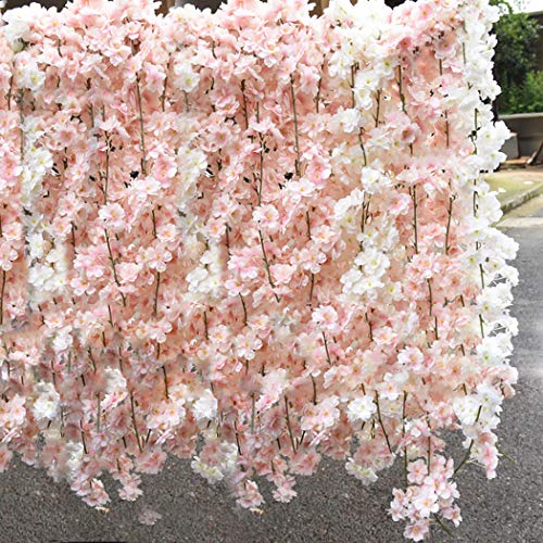 Lmeison Artificial Cherry Blossom, Fake Cherry Blossom Flowers Pink Hanging Vine Silk Garland Wreath for Wedding Arch Decor Wedding Party Decor, 3 Pack - Thumbnail 7