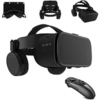 VR Headset Compatible with iPhone & Android Phone - Universal Virtual Reality Goggles with Remote Control - 3D VR Glasses Pla