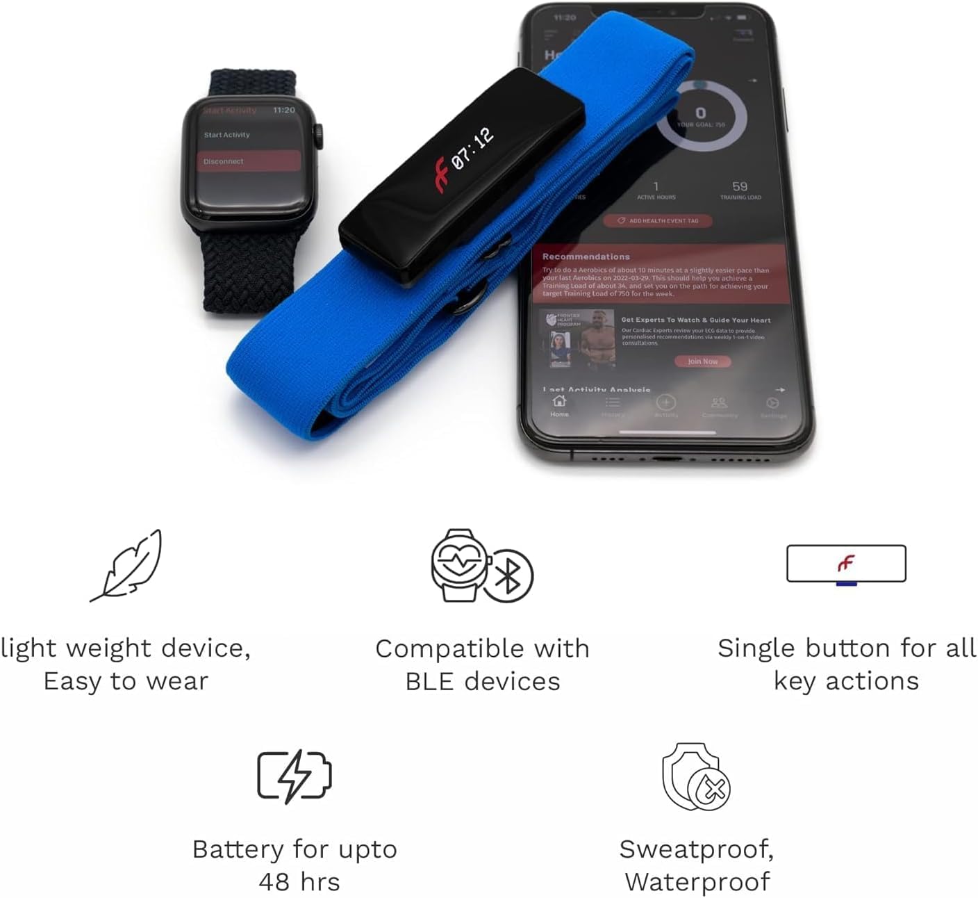 Heart Exercise Device Mua Frontier X Smart Heart Monitoring Device with Chest Strap, Wireless ...