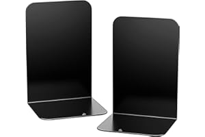SONNLYH Black Metal Bookends, 1 Pair Book Ends for Shelves, Book Holders for Family, Office and School, Heavy Duty Book End, 8 x 5.4 x 4 Inch