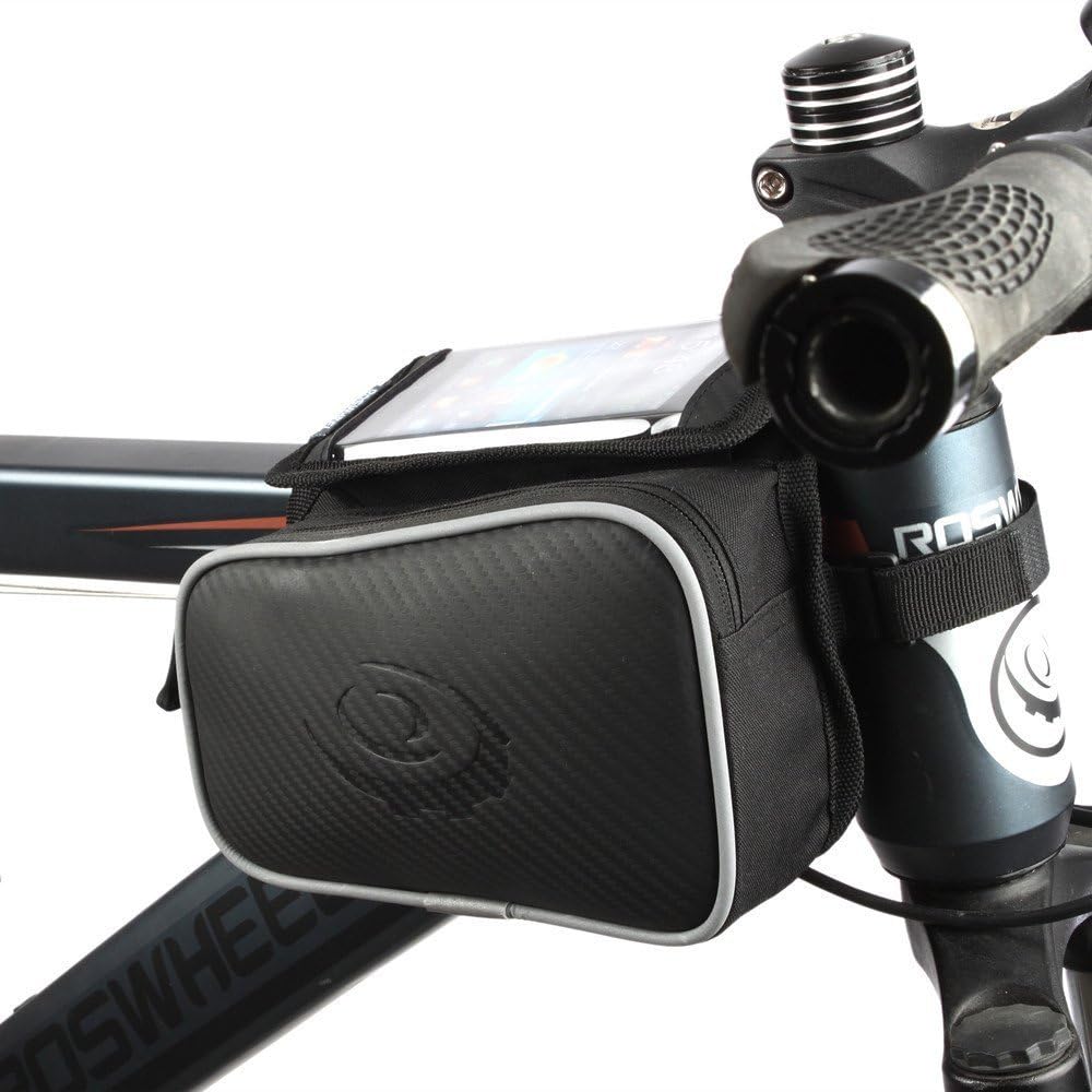 PAKA Cycling Bike Handlebar Bags Mountain Road Bike Bag Water Resistant Front Top Tube Pannier Bike Frame Storage Bag Mobile Phone Holder ≤ 5.7" Screen
