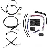 SKULL PIVOT 16 Inches Ape Hanger Black Stainless Handlebar Cable Kit Brake Line Clutch Cable Electronic Throttle CAN-Bus Wiring Harness Compatible with 2000-2006 H-D Touring No Cruise
