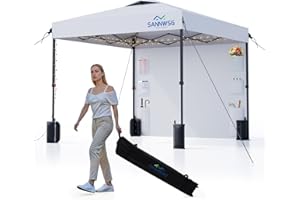 SANNWSG 12X12 Pop Up Canopy Tent,Removable Pockets Sidewall for Extra Storage,Easy Up Canopy,Heavy Duty One Person Set Up Event Tent,White