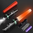 SIMAZO 2 Pack Rechargeable Traffic Wand, 11 Inch Bright LED Flashlight Baton With 2 Batteries, Air Control Wands With 5 Flashing Modes for Marshalling and Traffic Control