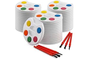 Mini Watercolor Kids Paint Set - (Bulk Pack of 24) - 5 Watercolor Paints, Palette Tray and Painting Brush, for Art Party Favo