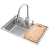 HomeLavaKitchen Sink Single Bowl 304 Stainless Steel Washing Sink 77 * 47 cm/30.31 * 18.70 inch (Faucet Not Included)