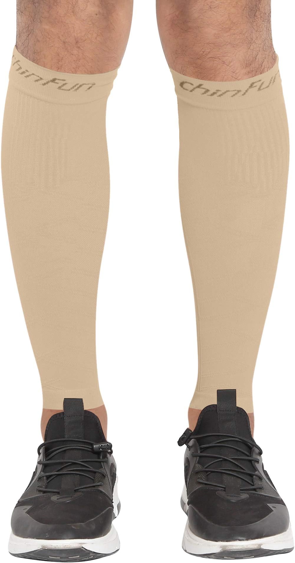 ChinFun Calf Compression Sleeve 20-30mmHG Leg Support Graduated Open Toe Pressure Socks Shin Splints