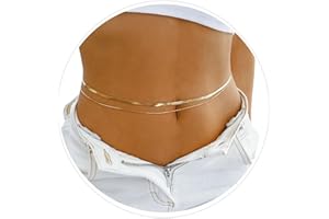 Women Bikini Double Thin Waist Chain,Layer Body Belly Chain - Simple Metal Link Layered Waist Body Chain for Women and Girls