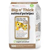 Petkin Pet Wipes for Dogs and Cats, Oatmeal, 100 Wipes (Large) for Dogs and Cats - Soothes Itchy Dry Skin and Cleans Ears, Face, Butt, Body and Eye Area - Idea for Home and Travel