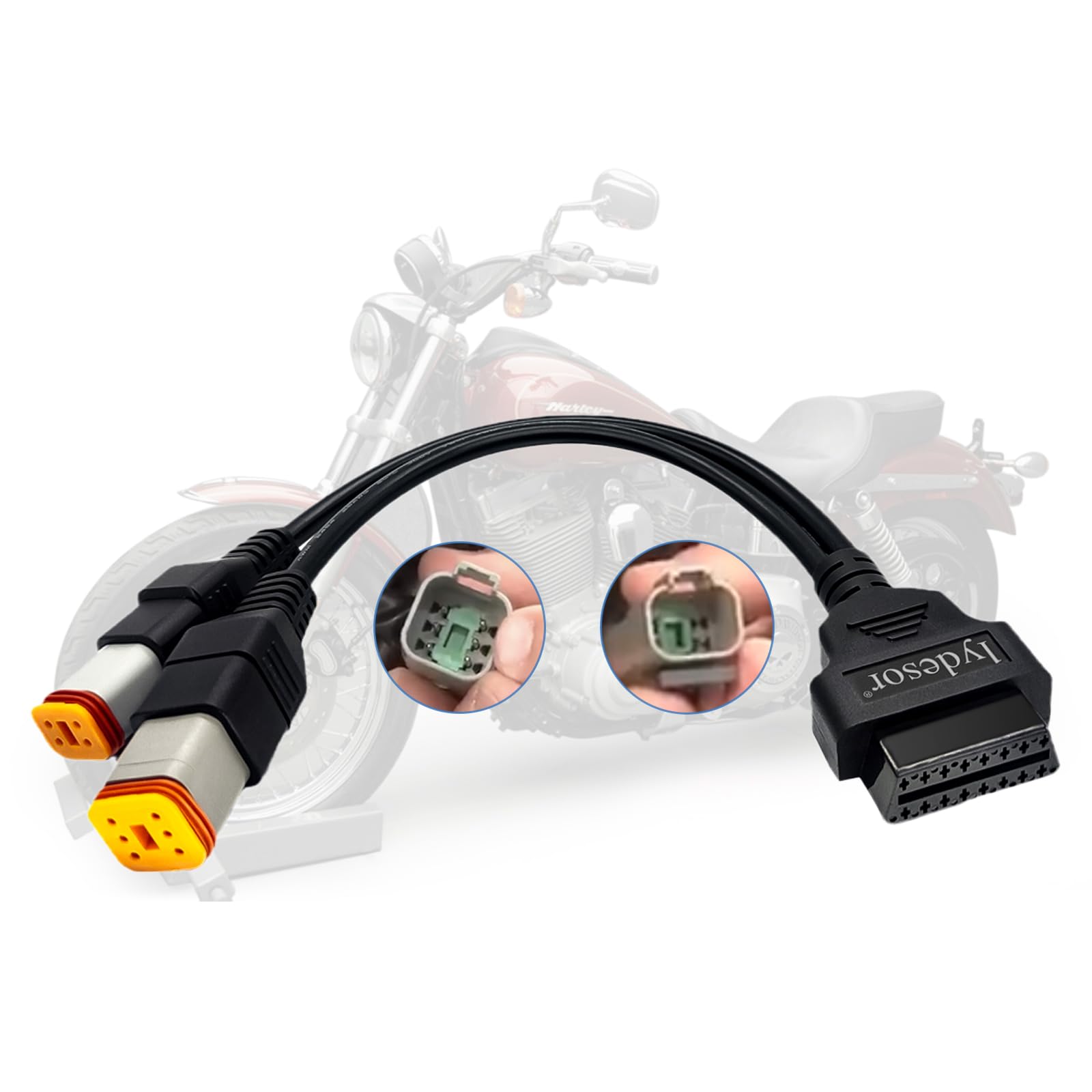 Photo 1 of lydesor Obd2 Cable for Harley 4pin+6pin 2 in 1 Motorcycle OBD Scanner Adapter,OBD Connector Work with Many Motorcycle Diagnostic Tool 16 Pin to 4 Pin 6 Pin Fits for Harley Davidson Scan Tool