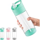 wedrink 12OZ Kids Water Bottle with Straw BPA-Free Tritan Leak-Proof Sports Water Bottle for School (350ml, Green)
