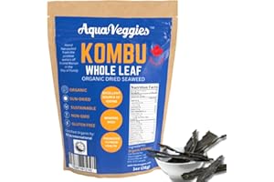 Aqua Veggies Organic Whole Leaf Kombu – Vegetables for Keto, Paleo, Vegetarian & Vegan Diets – Sweet Seaweed Gluten Free Products 1oz Bag