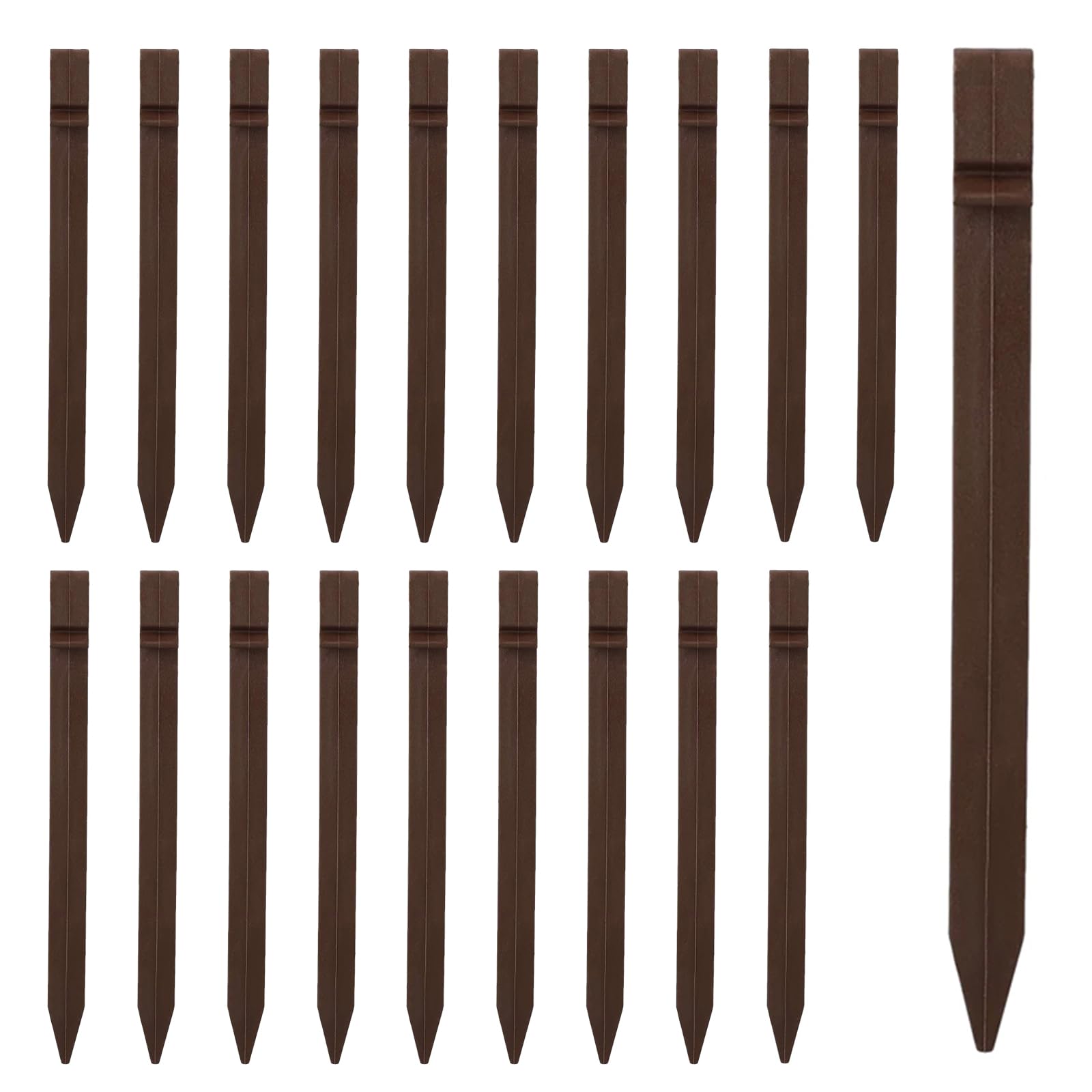 Plastic Ground Stakes, 25CM Heavy Duty Landscape Edging Stakes, Tent Pegs Spikes for Outdoor Garden Lawn Edging Terrace Board Tents (20, Brown)