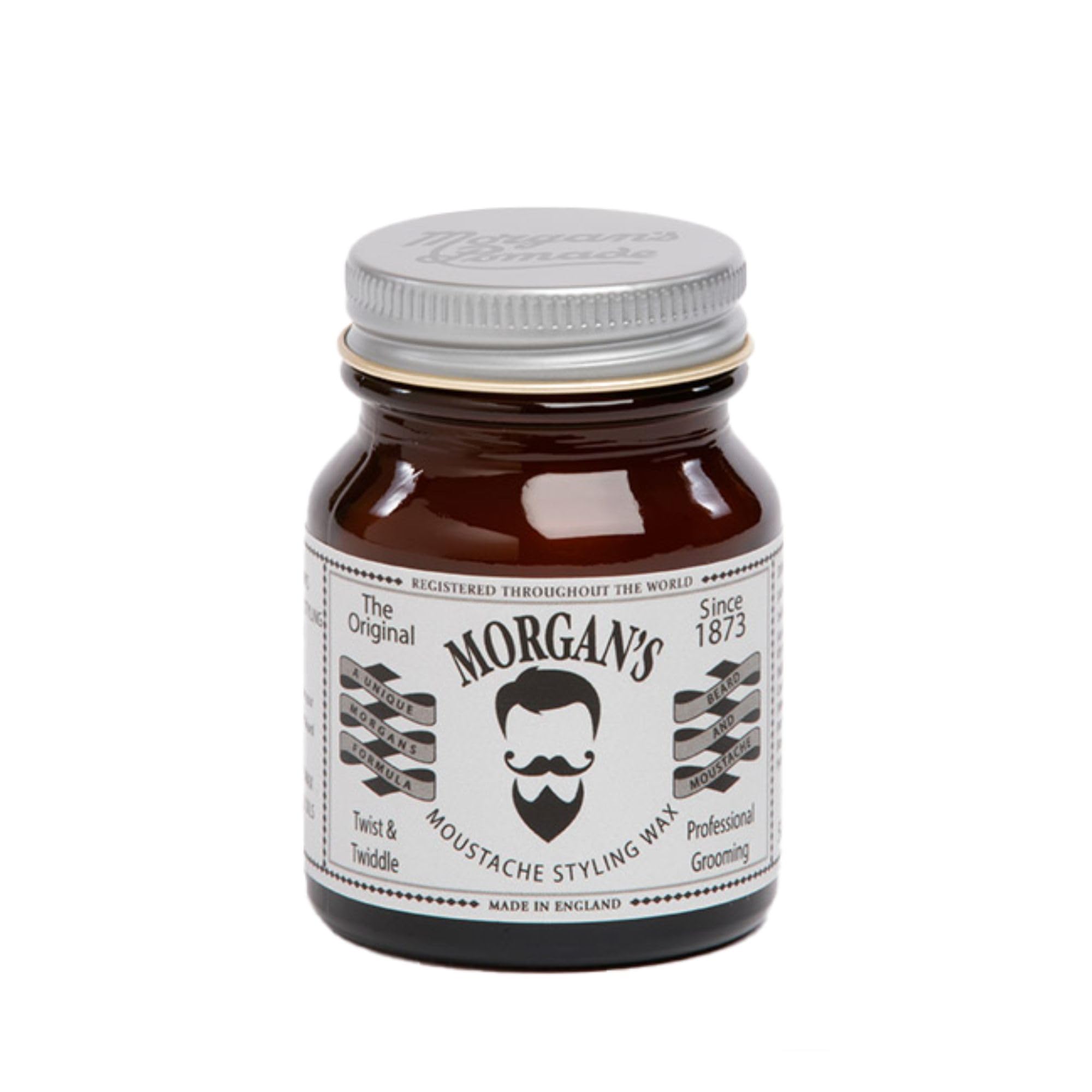 Morgan's Pomade Moustache Styling Wax Twist and Twiddle, Ultra-Stiff, Strong Natural Wax Perfect for Moustache Shaping and Styling with Essential Oils 50g