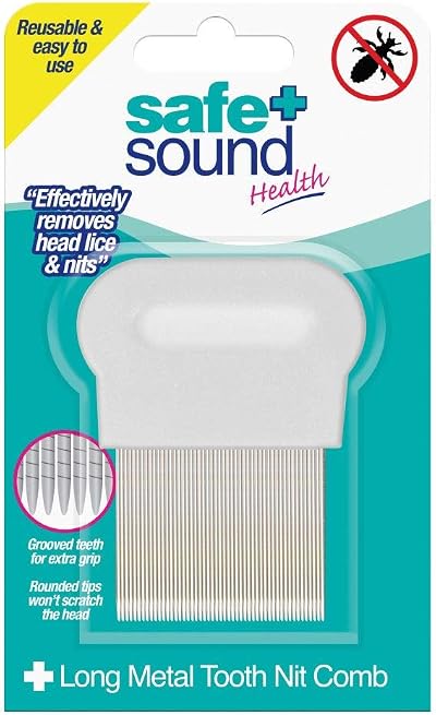 Safe + Sound Metal Long Tooth Comb for Head Lice & Nits Removal
