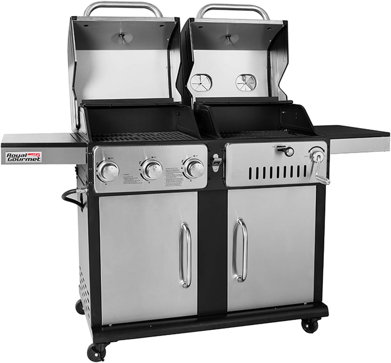 review Royal Gourmet ZH3003S 3-Burner Gas and Charcoal Grill, Combo, 27000-BTU, Stainless Steel