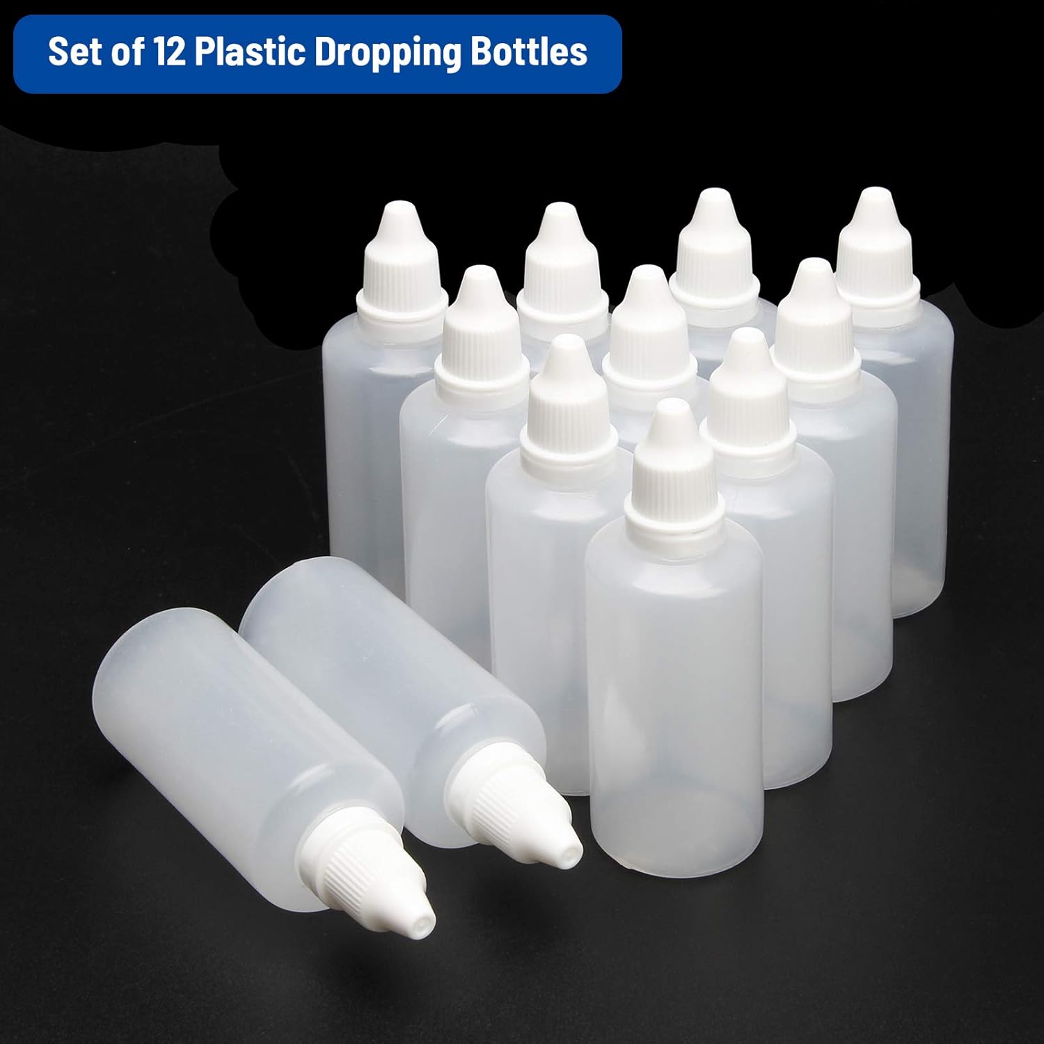 TOOL GADGET Plastic Dropping Bottles Vial of Liquid Eye Liquid Dropper, 60ml, 12 pack: Home Improvement