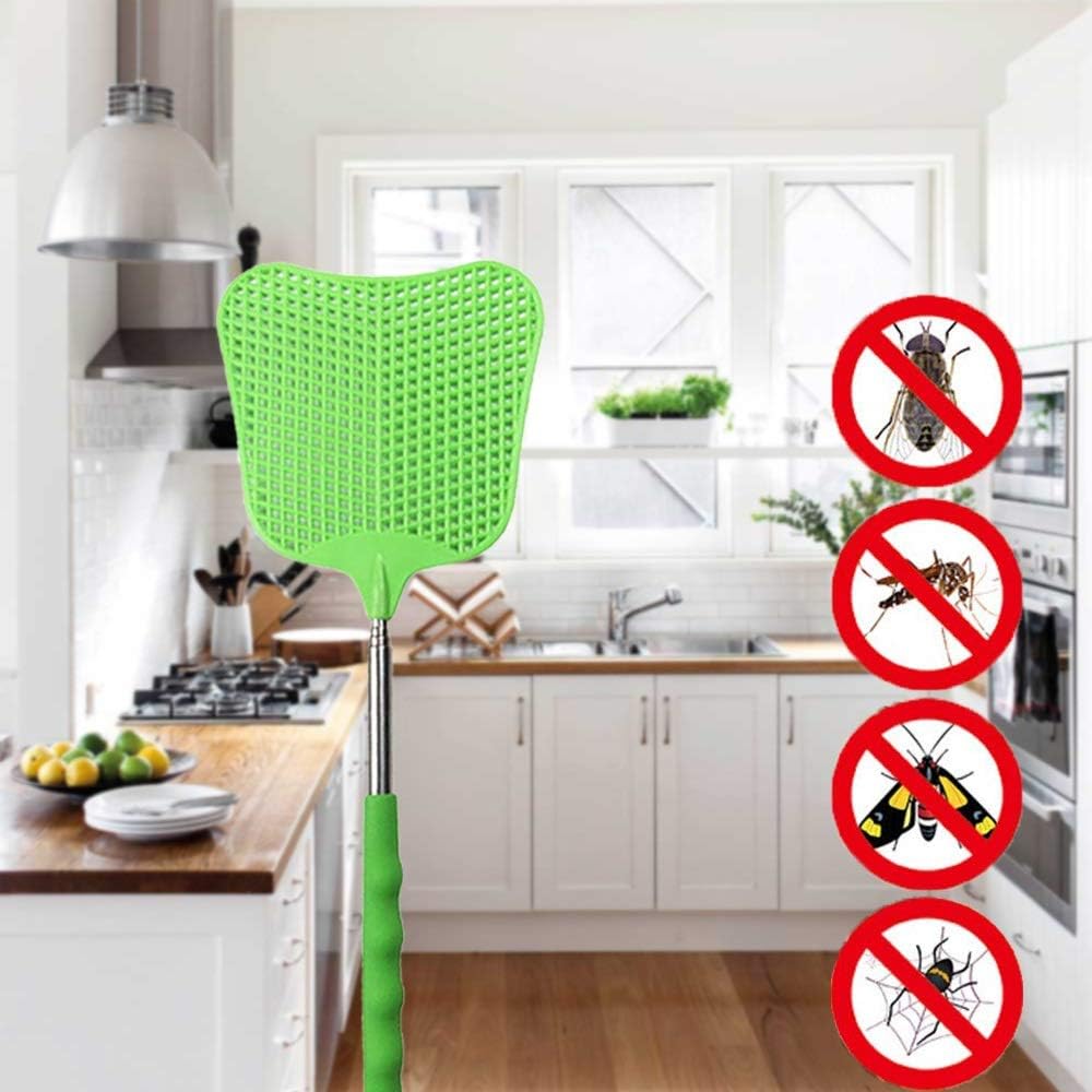 4pcs Telescopic Fly Swatters Durable Plastic Heavy Duty Flyswatter with Stainless Steel Handle 4 Colors: Garden & Outdoor