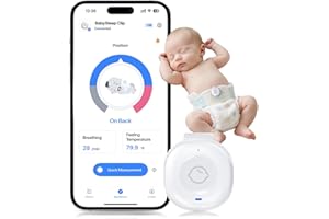 Babytone Smart Baby Monitor – Baby Breathing Monitors with Rollover & Overheating Alarms, Long Battery Life, Real-Time Temperature Tracking, Free App for Infants & Newborns 0-24 Months (Sleep Clip)
