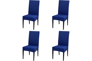 DIMATIC 4 Pack Dining Chair Covers, Stretch Spandex Removable Washable Protector Chair Slipcovers for Dining Room Kitchen Hotel (Royal Blue)